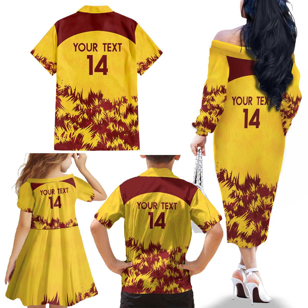 Custom West Indies Cricket Family Matching Off The Shoulder Long Sleeve Dress and Hawaiian Shirt Windies Newest Version