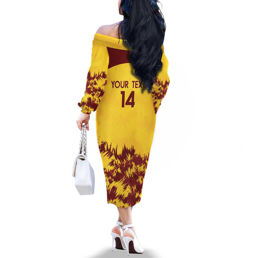 Custom West Indies Cricket Family Matching Off The Shoulder Long Sleeve Dress and Hawaiian Shirt Windies Newest Version