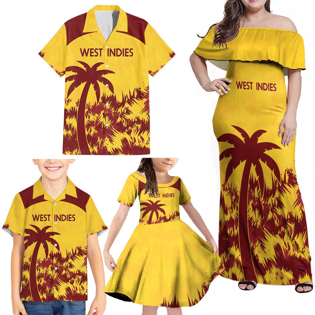 Custom West Indies Cricket Family Matching Off Shoulder Maxi Dress and Hawaiian Shirt Windies Newest Version