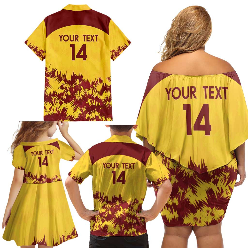 Custom West Indies Cricket Family Matching Off Shoulder Short Dress and Hawaiian Shirt Windies Newest Version LT14