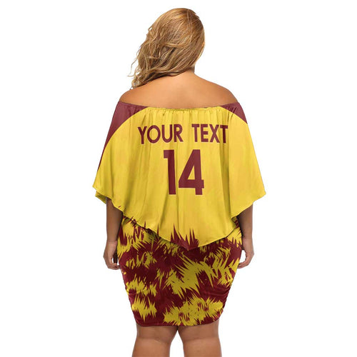 Custom West Indies Cricket Family Matching Off Shoulder Short Dress and Hawaiian Shirt Windies Newest Version LT14