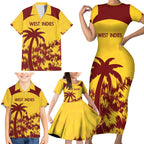 Custom West Indies Cricket Family Matching Short Sleeve Bodycon Dress and Hawaiian Shirt Windies Newest Version