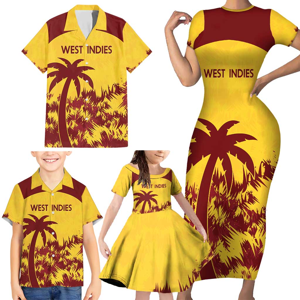 Custom West Indies Cricket Family Matching Short Sleeve Bodycon Dress and Hawaiian Shirt Windies Newest Version