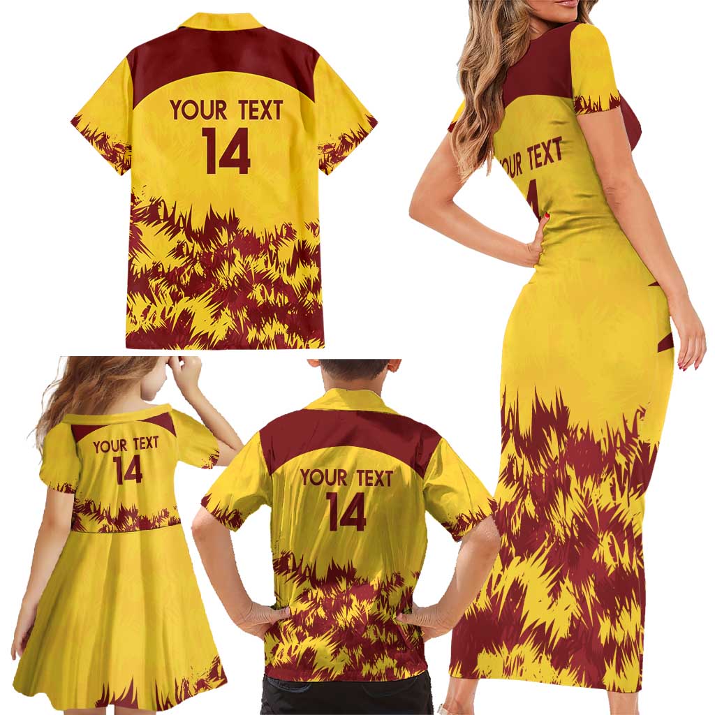 Custom West Indies Cricket Family Matching Short Sleeve Bodycon Dress and Hawaiian Shirt Windies Newest Version