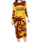 Custom West Indies Cricket Long Sleeve Bodycon Dress Windies Newest Version