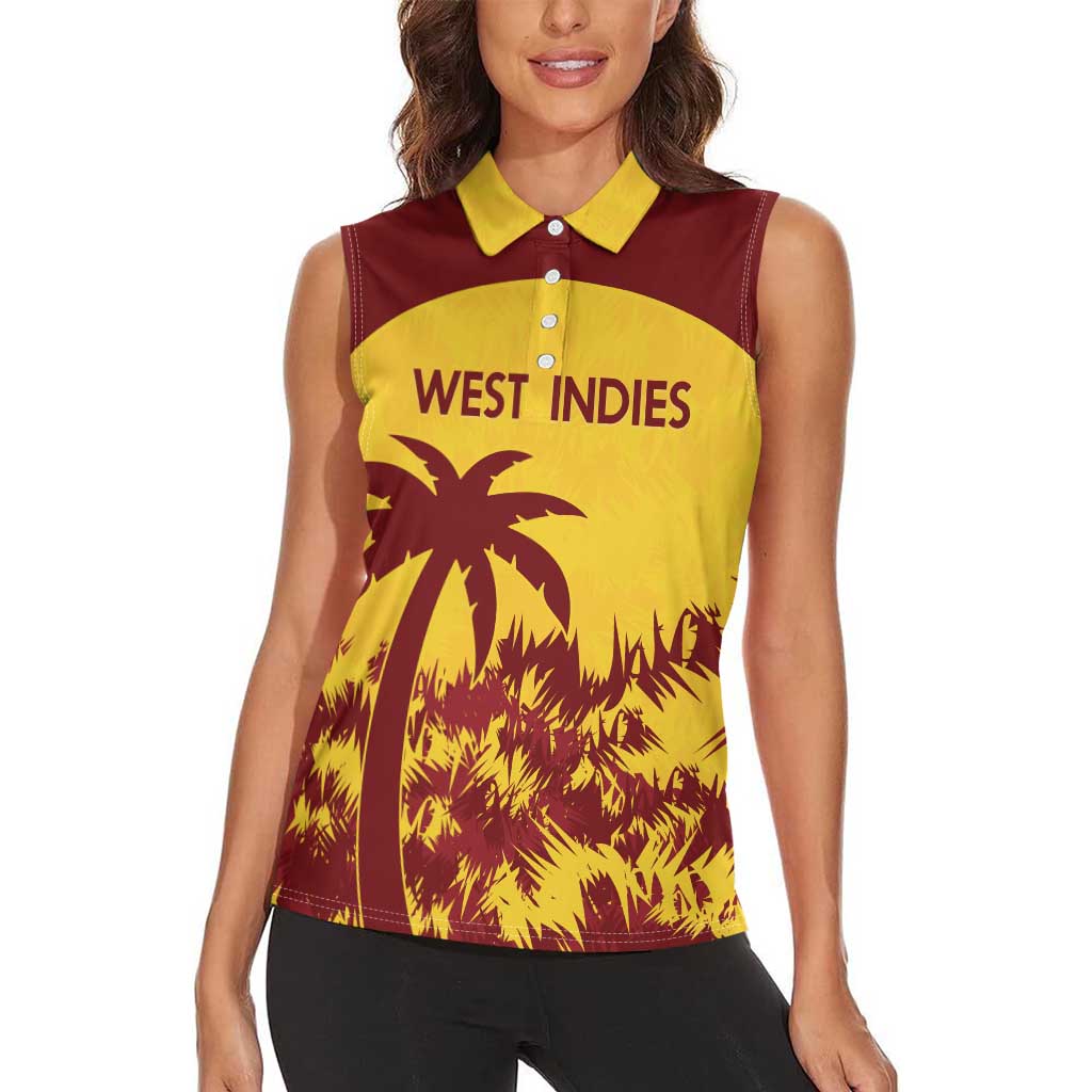 Custom West Indies Cricket Women Sleeveless Polo Shirt Windies Newest Version