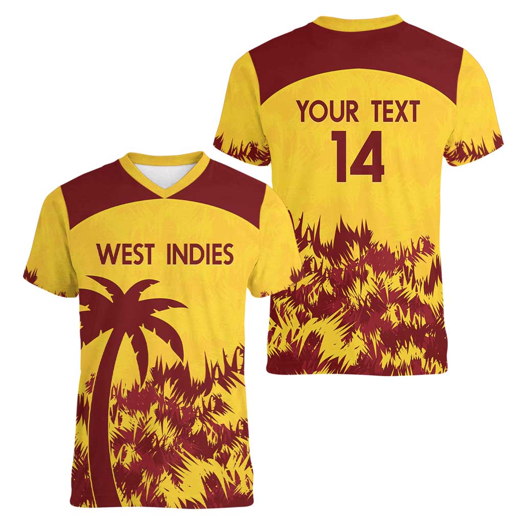 Custom West Indies Cricket Women V-Neck T-Shirt Windies Newest Version