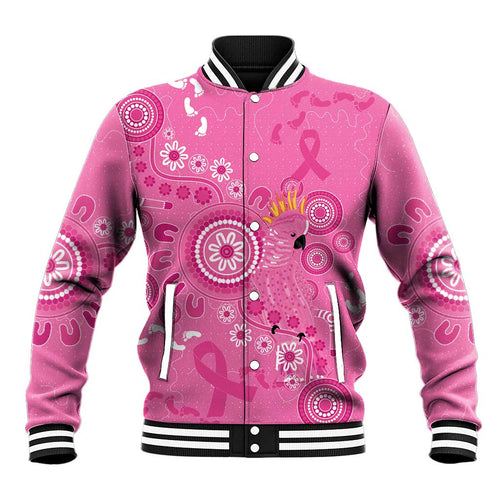 Pink Ribbon Australia Baseball Jacket Breast Cancer Awareness Aboriginal Cacatua leadbeateri - Aussie Hoodie