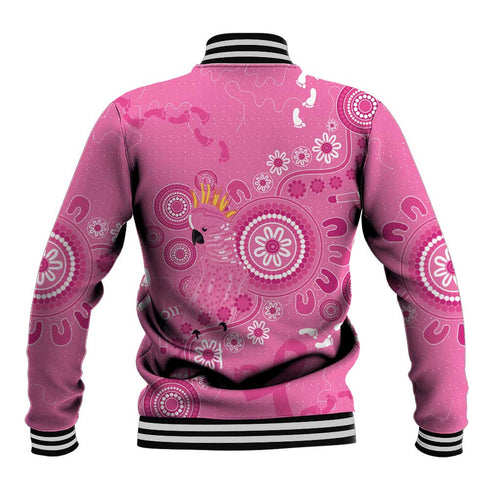 Pink Ribbon Australia Baseball Jacket Breast Cancer Awareness Aboriginal Cacatua leadbeateri - Aussie Hoodie