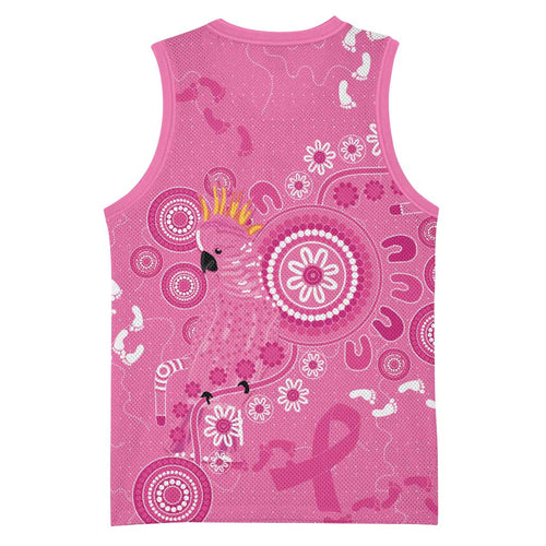Pink Ribbon Australia Basketball Jersey Breast Cancer Awareness Aboriginal Cacatua leadbeateri - Aussie Hoodie