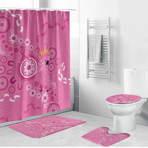 Pink Ribbon Australia Bathroom Set Breast Cancer Awareness Aboriginal Cacatua leadbeateri - Aussie Hoodie