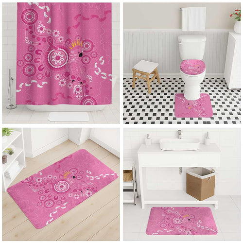 Pink Ribbon Australia Bathroom Set Breast Cancer Awareness Aboriginal Cacatua leadbeateri - Aussie Hoodie