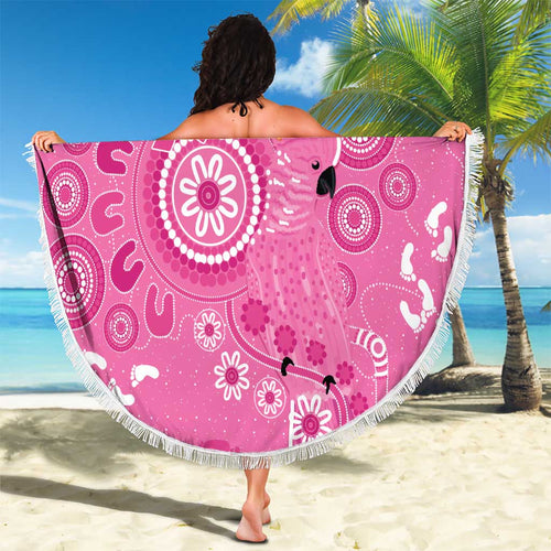Pink Ribbon Australia Beach Blanket Breast Cancer Awareness Aboriginal Cacatua leadbeateri - Aussie Hoodie