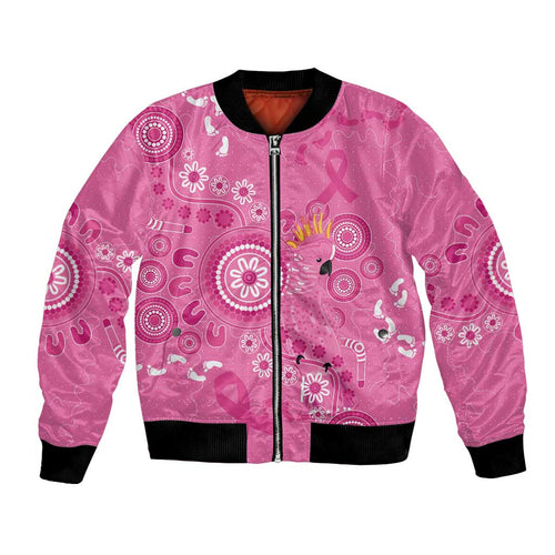 Pink Ribbon Australia Bomber Jacket Breast Cancer Awareness Aboriginal Cacatua leadbeateri - Aussie Hoodie