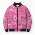 Pink Ribbon Australia Bomber Puffer Jacket Breast Cancer Awareness Aboriginal Cacatua leadbeateri - Aussie Hoodie