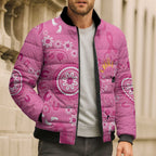 Pink Ribbon Australia Bomber Puffer Jacket Breast Cancer Awareness Aboriginal Cacatua leadbeateri - Aussie Hoodie