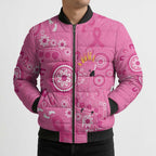 Pink Ribbon Australia Bomber Puffer Jacket Breast Cancer Awareness Aboriginal Cacatua leadbeateri - Aussie Hoodie