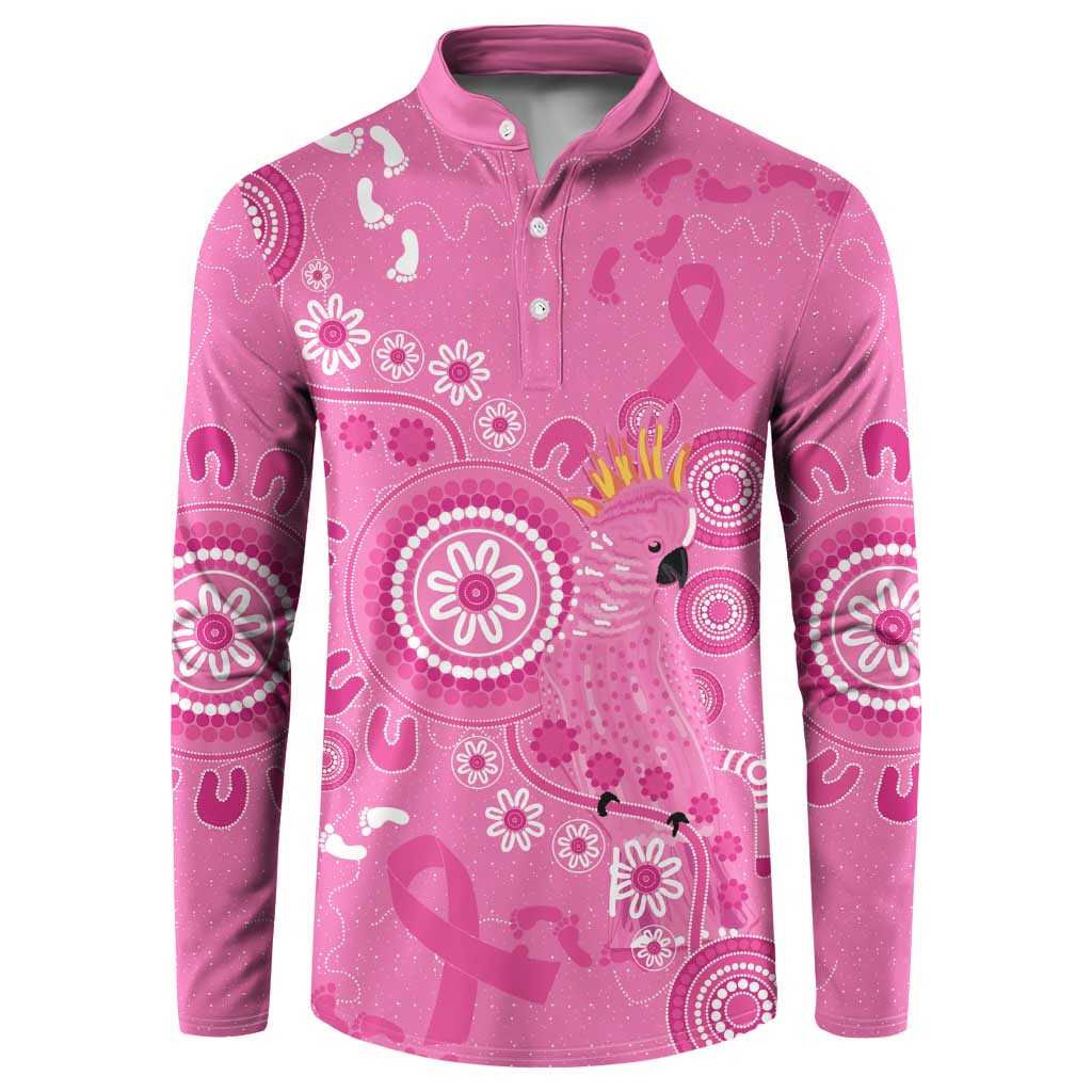 Pink Ribbon Australia Button Sweatshirt Breast Cancer Awareness Aboriginal Cacatua leadbeateri - Aussie Hoodie