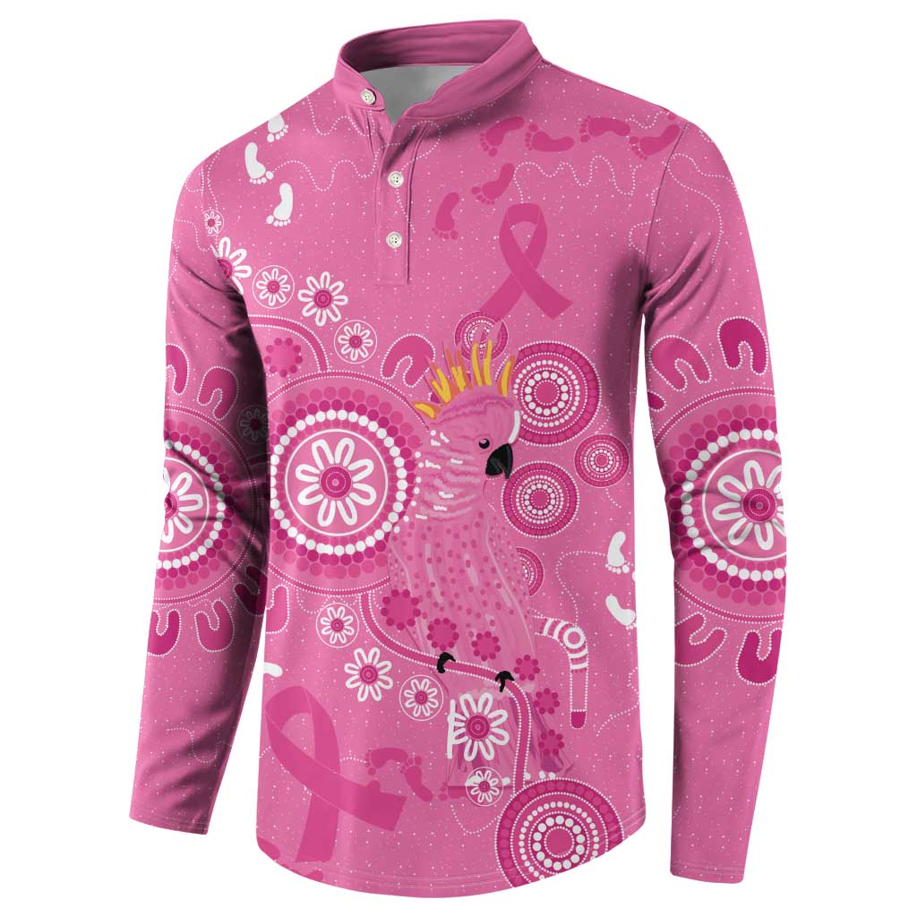 Pink Ribbon Australia Button Sweatshirt Breast Cancer Awareness Aboriginal Cacatua leadbeateri - Aussie Hoodie