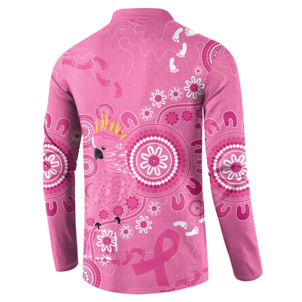 Pink Ribbon Australia Button Sweatshirt Breast Cancer Awareness Aboriginal Cacatua leadbeateri - Aussie Hoodie