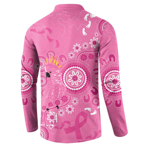 Pink Ribbon Australia Button Sweatshirt Breast Cancer Awareness Aboriginal Cacatua leadbeateri - Aussie Hoodie