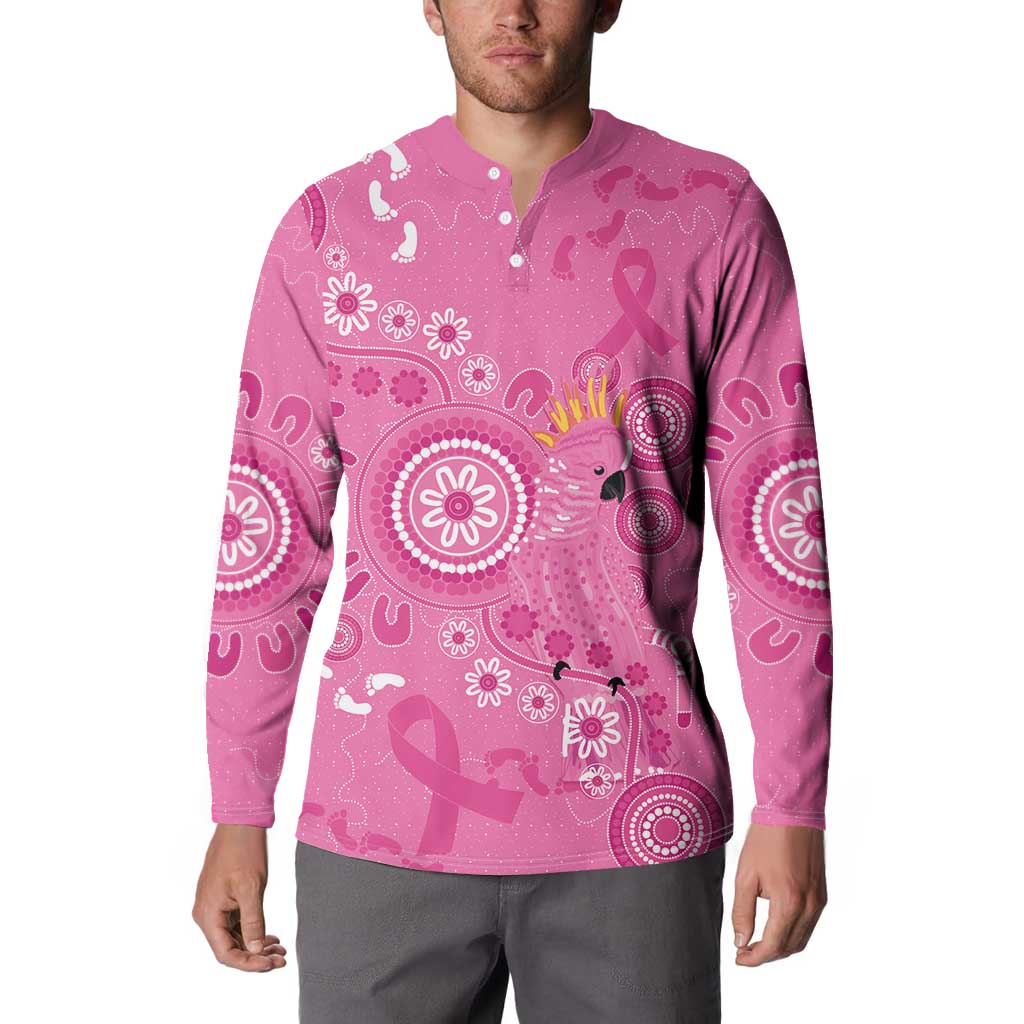 Pink Ribbon Australia Button Sweatshirt Breast Cancer Awareness Aboriginal Cacatua leadbeateri - Aussie Hoodie