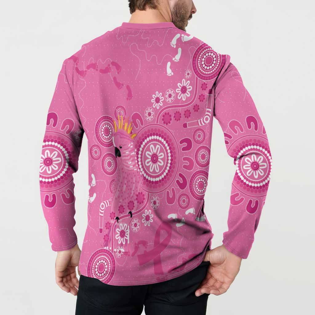 Pink Ribbon Australia Button Sweatshirt Breast Cancer Awareness Aboriginal Cacatua leadbeateri - Aussie Hoodie