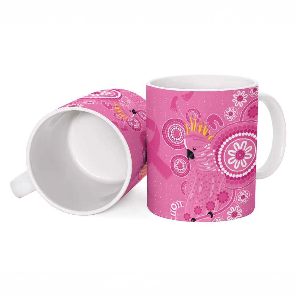 Pink Ribbon Australia Ceramic Mug Breast Cancer Awareness Aboriginal Cacatua leadbeateri - Aussie Hoodie