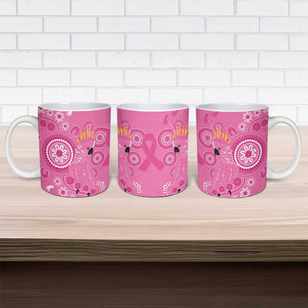 Pink Ribbon Australia Ceramic Mug Breast Cancer Awareness Aboriginal Cacatua leadbeateri - Aussie Hoodie