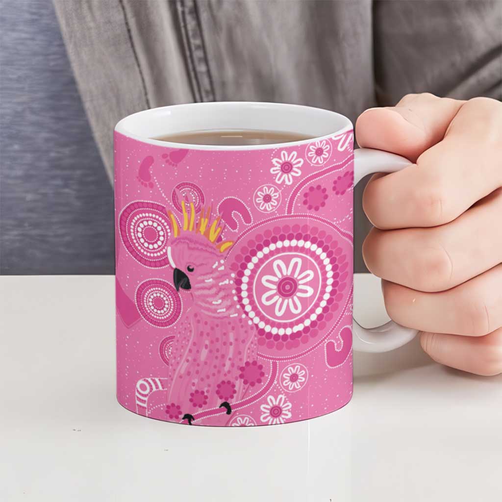Pink Ribbon Australia Ceramic Mug Breast Cancer Awareness Aboriginal Cacatua leadbeateri - Aussie Hoodie