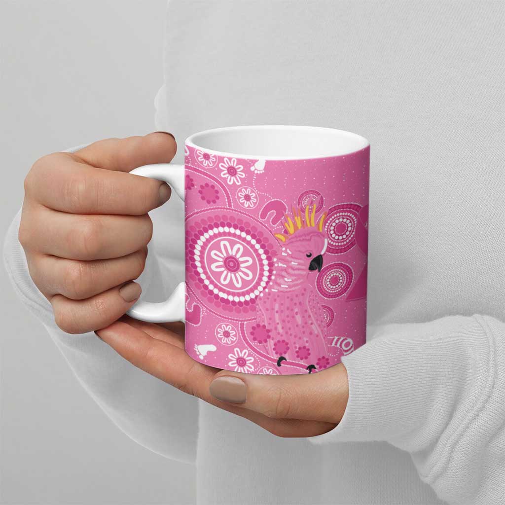 Pink Ribbon Australia Ceramic Mug Breast Cancer Awareness Aboriginal Cacatua leadbeateri - Aussie Hoodie