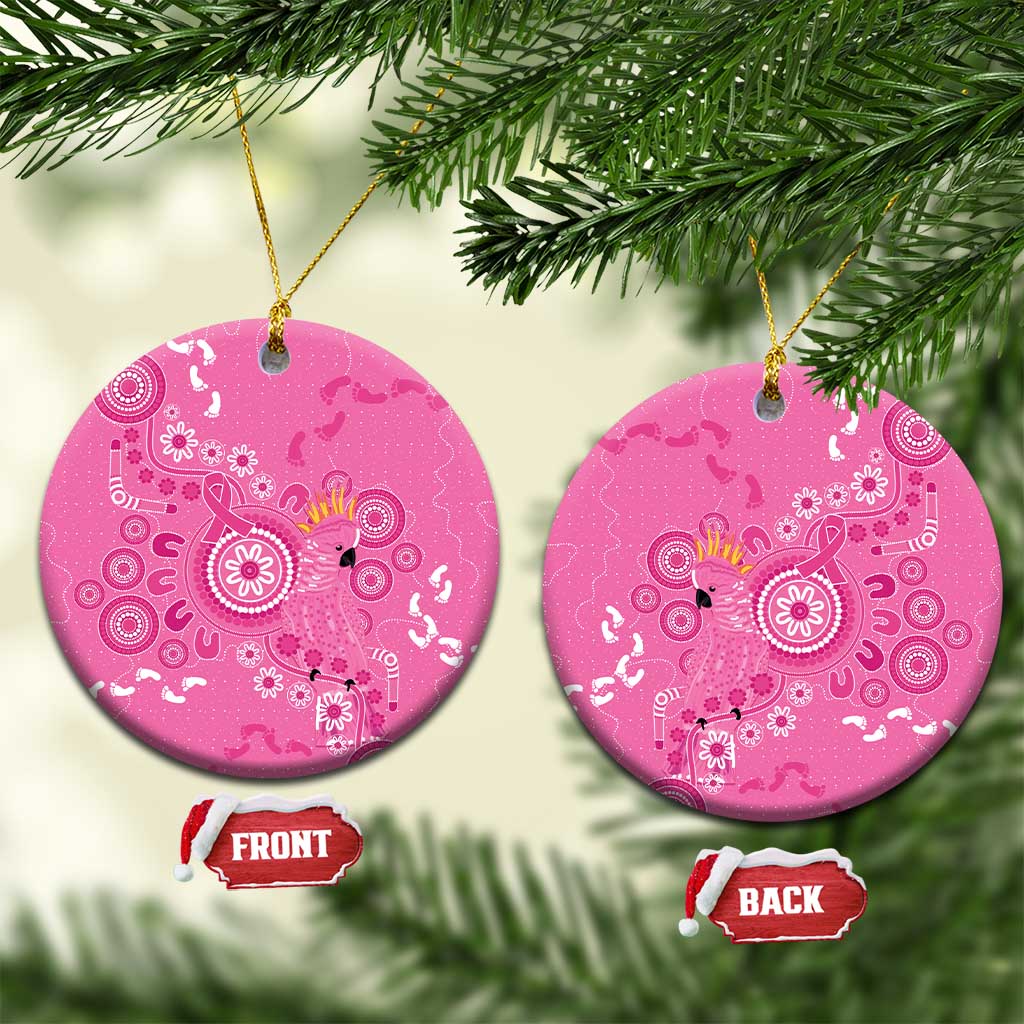 Pink Ribbon Australia Ceramic Ornament Breast Cancer Awareness Aboriginal Cacatua leadbeateri - Aussie Hoodie