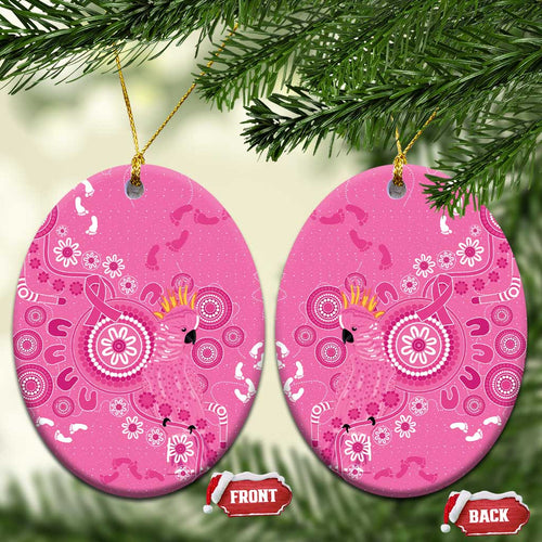 Pink Ribbon Australia Ceramic Ornament Breast Cancer Awareness Aboriginal Cacatua leadbeateri - Aussie Hoodie