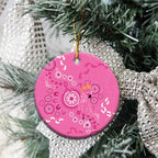 Pink Ribbon Australia Ceramic Ornament Breast Cancer Awareness Aboriginal Cacatua leadbeateri - Aussie Hoodie