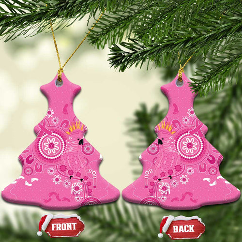 Pink Ribbon Australia Ceramic Ornament Breast Cancer Awareness Aboriginal Cacatua leadbeateri - Aussie Hoodie