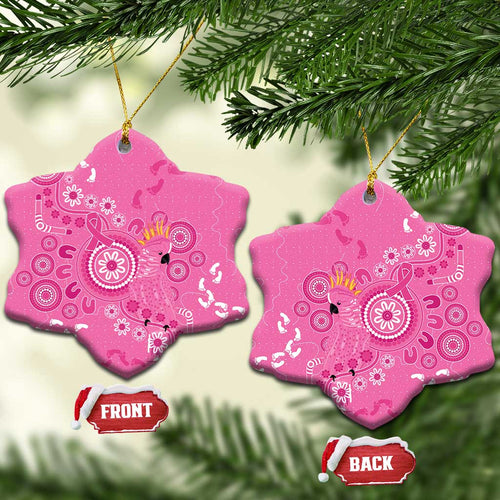 Pink Ribbon Australia Ceramic Ornament Breast Cancer Awareness Aboriginal Cacatua leadbeateri - Aussie Hoodie
