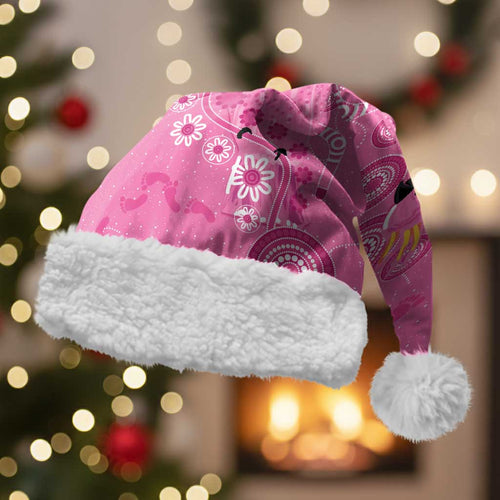 Pink Ribbon Australia Christmas Santa Hat Breast Cancer Awareness Aboriginal Cacatua leadbeateri - Aussie Hoodie