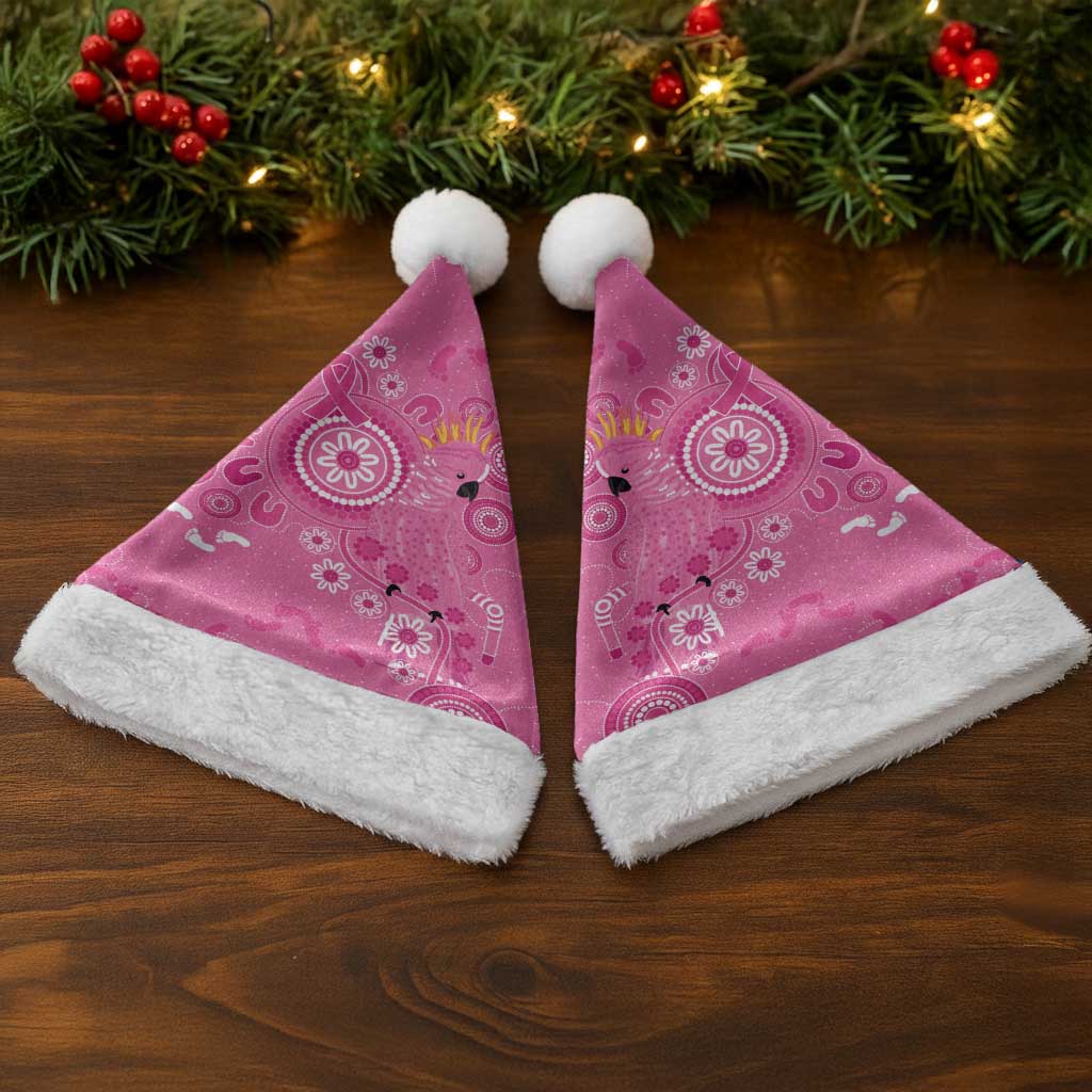 Pink Ribbon Australia Christmas Santa Hat Breast Cancer Awareness Aboriginal Cacatua leadbeateri - Aussie Hoodie