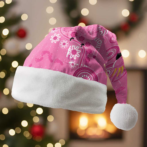 Pink Ribbon Australia Christmas Santa Hat Breast Cancer Awareness Aboriginal Cacatua leadbeateri - Aussie Hoodie