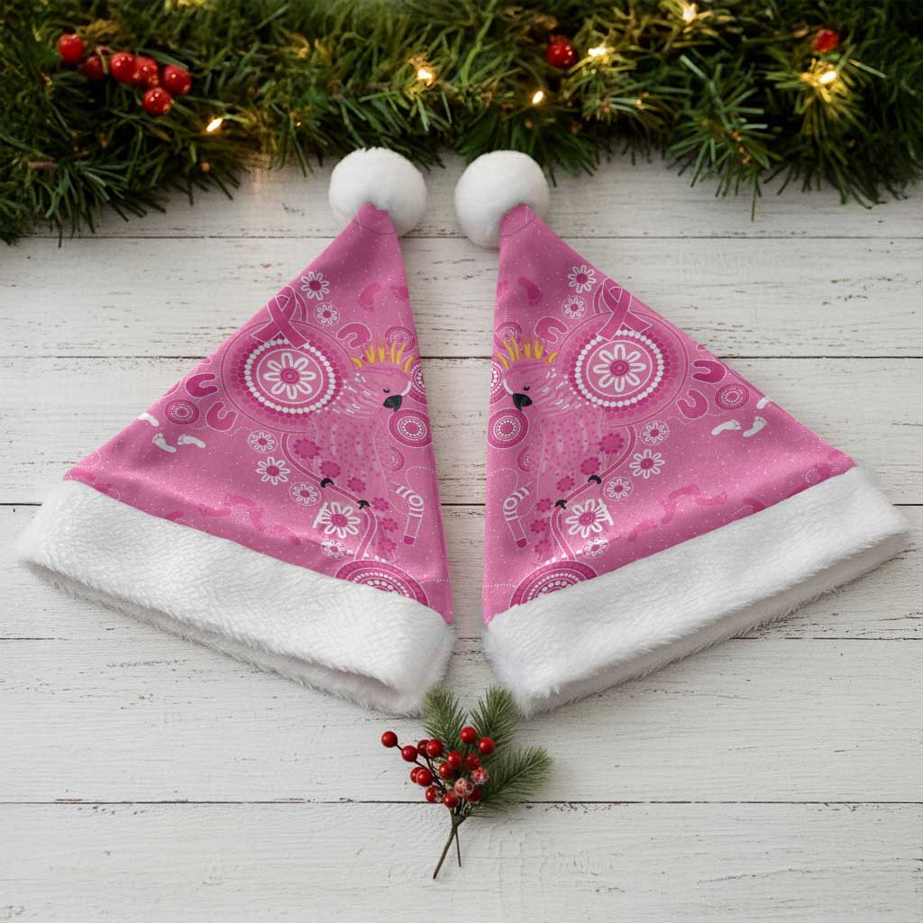 Pink Ribbon Australia Christmas Santa Hat Breast Cancer Awareness Aboriginal Cacatua leadbeateri - Aussie Hoodie