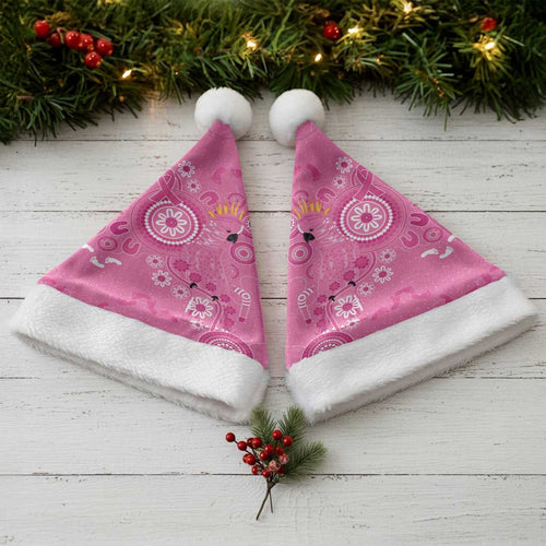 Pink Ribbon Australia Christmas Santa Hat Breast Cancer Awareness Aboriginal Cacatua leadbeateri - Aussie Hoodie