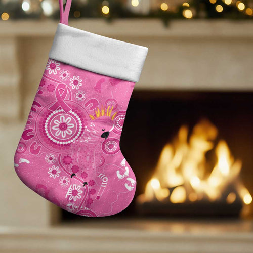 Pink Ribbon Australia Christmas Stocking Breast Cancer Awareness Aboriginal Cacatua leadbeateri - Aussie Hoodie