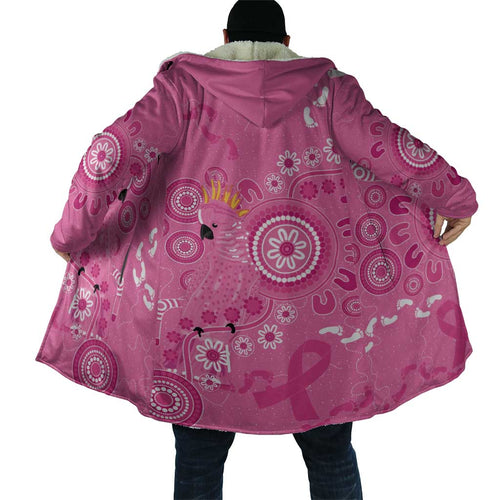 Pink Ribbon Australia Cloak Breast Cancer Awareness Aboriginal Cacatua leadbeateri - Aussie Hoodie