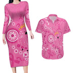 Pink Ribbon Australia Couples Matching Long Sleeve Bodycon Dress and Hawaiian Shirt Breast Cancer Awareness Aboriginal Cacatua leadbeateri - Aussie Hoodie