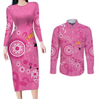 Pink Ribbon Australia Couples Matching Long Sleeve Bodycon Dress and Long Sleeve Button Shirt Breast Cancer Awareness Aboriginal Cacatua leadbeateri - Aussie Hoodie