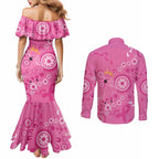 Pink Ribbon Australia Couples Matching Mermaid Dress and Long Sleeve Button Shirt Breast Cancer Awareness Aboriginal Cacatua leadbeateri - Aussie Hoodie
