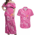 Pink Ribbon Australia Couples Matching Off Shoulder Maxi Dress and Hawaiian Shirt Breast Cancer Awareness Aboriginal Cacatua leadbeateri - Aussie Hoodie