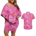 Pink Ribbon Australia Couples Matching Off Shoulder Short Dress and Hawaiian Shirt Breast Cancer Awareness Aboriginal Cacatua leadbeateri - Aussie Hoodie