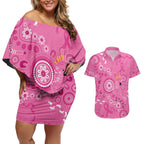 Pink Ribbon Australia Couples Matching Off Shoulder Short Dress and Hawaiian Shirt Breast Cancer Awareness Aboriginal Cacatua leadbeateri - Aussie Hoodie