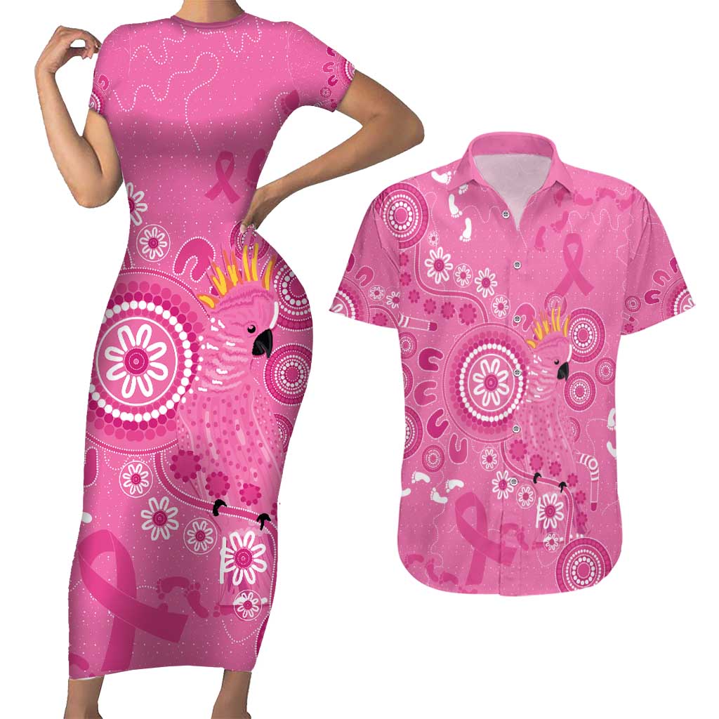 Pink Ribbon Australia Couples Matching Short Sleeve Bodycon Dress and Hawaiian Shirt Breast Cancer Awareness Aboriginal Cacatua leadbeateri - Aussie Hoodie